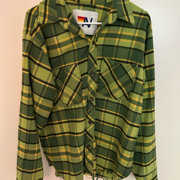 Aviator Nation Tops - Aviator Nation Avocado Distressed Flannel